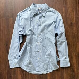Future Collective Blue Pearl Embellished Button Down Shirt S